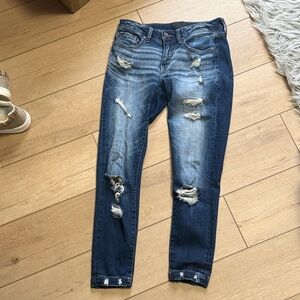 Buckle Dark Blue Distressed Skinn Jeans